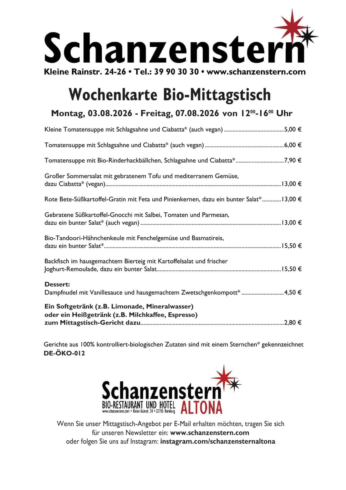 Aktuelle Wochenkarte als PDF