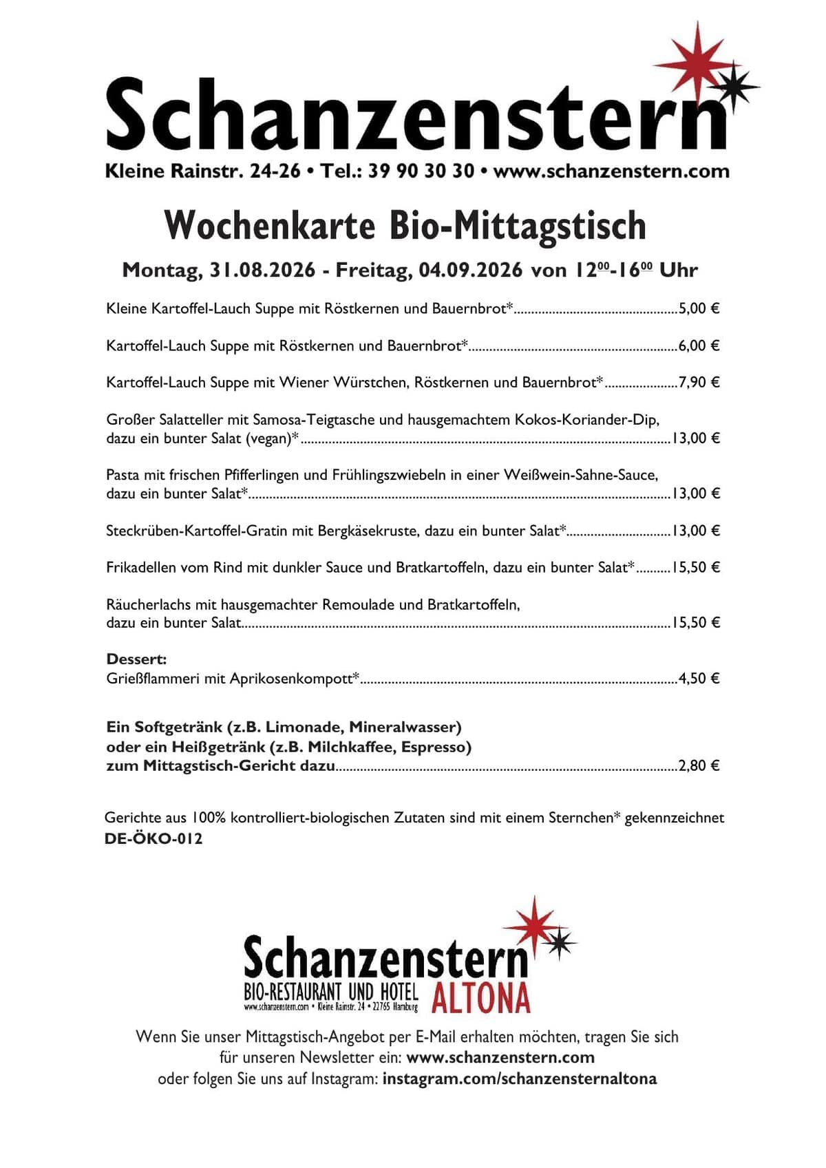 Aktuelle Wochenkarte als PDF